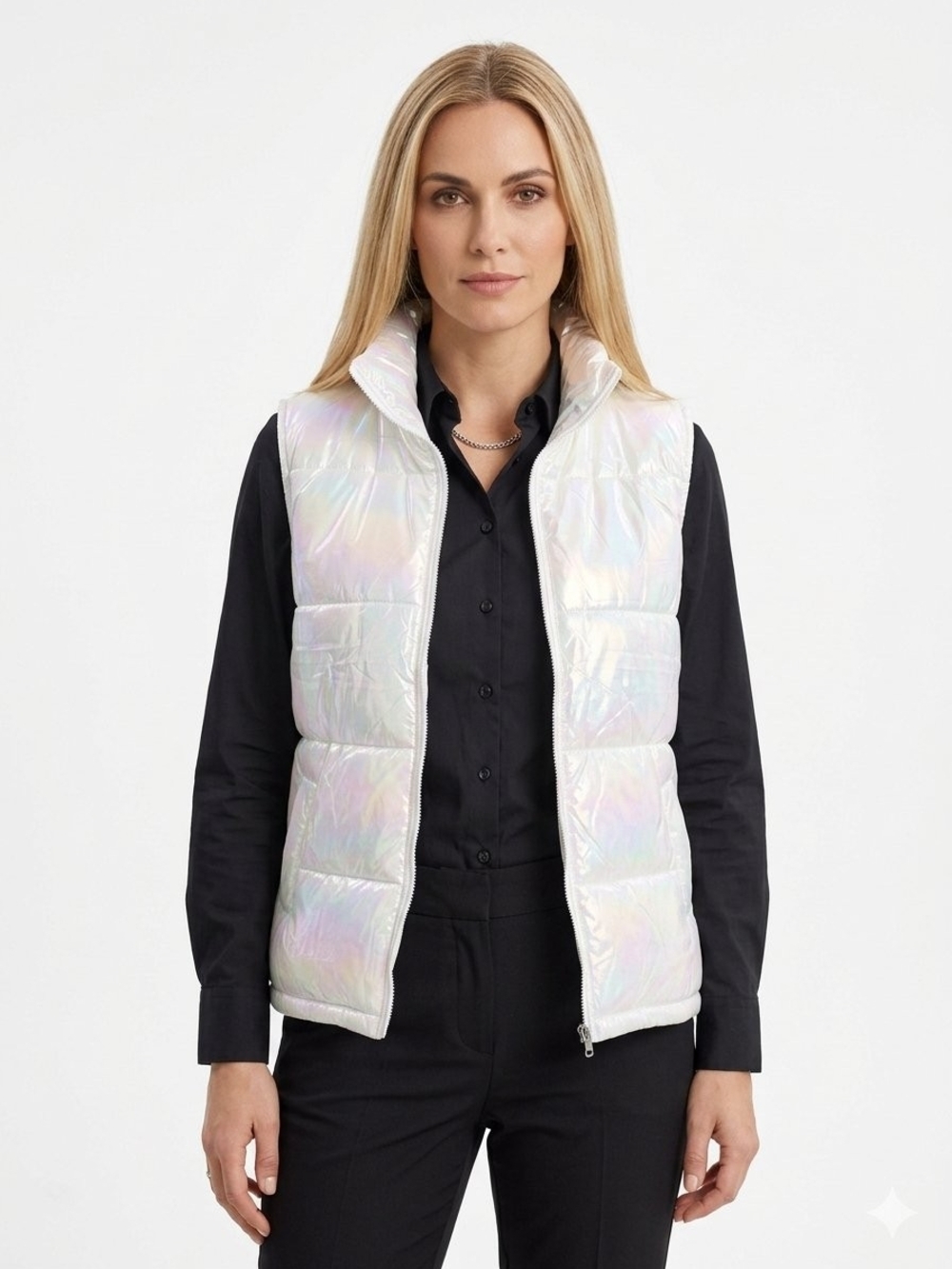 NWT Katydid Iridescent Pearl Quilted Puffer Vest